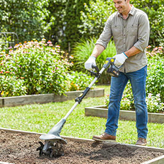 Outsunny Cordless Garden Tiller Rotavator 18V With Dual 4000mAh Batteries And Charger 20cm Tilling Width 18cm Depth
