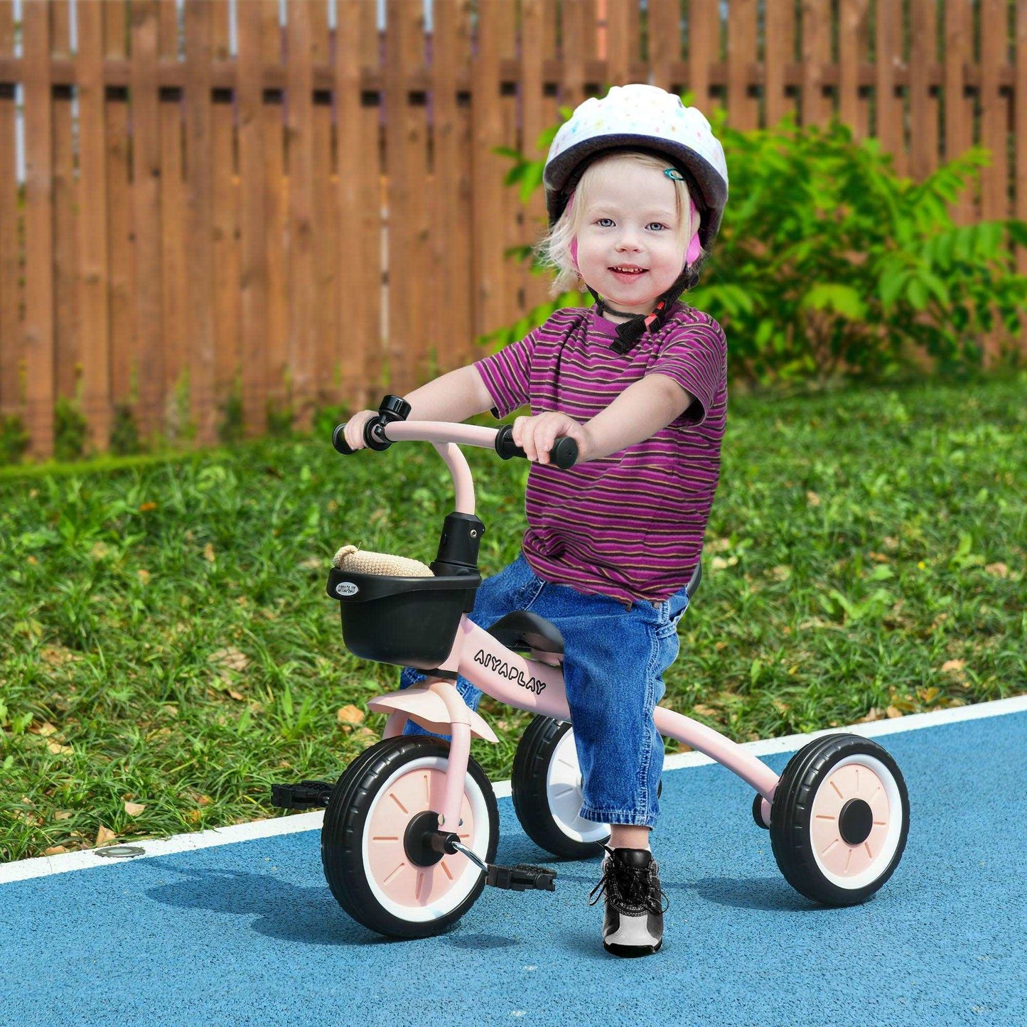 AIYAPLAY Kids Trike - Adjustable Seat, Basket, Bell - Pink - ALL4U RETAILER LTD