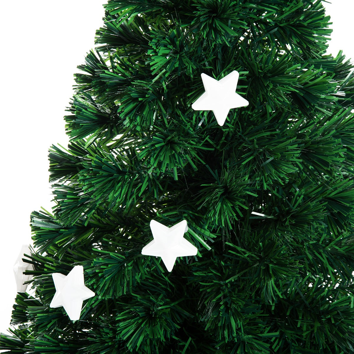 HOMCOM 4ft Pre-Lit Fiber Optic Christmas Tree with Star Decorations - ALL4U RETAILER LTD