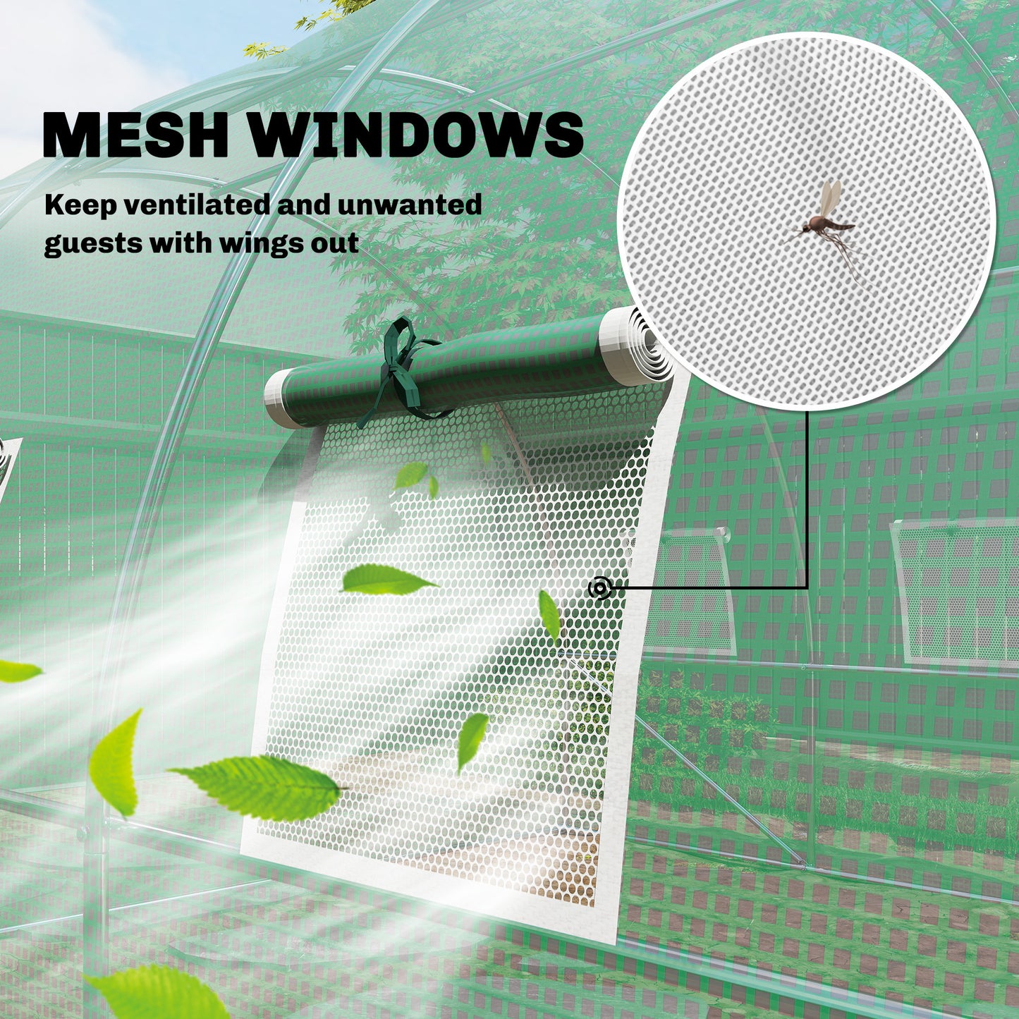Outsunny 3 X 4 M Walk In Polytunnel Greenhouse With Hinged Door And 8 Roll Up Mesh Windows