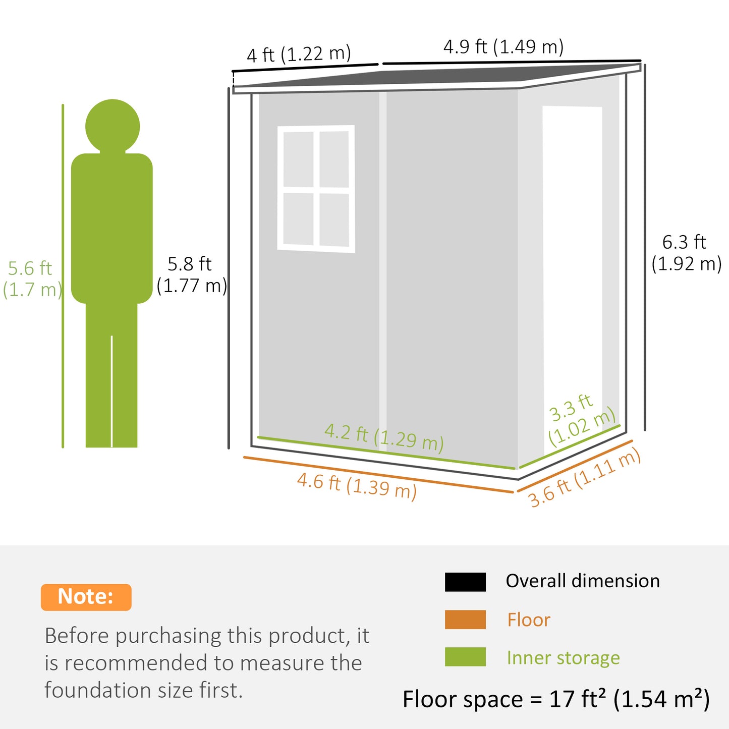 Outsunny 4x5 Garden Storage Shed Lean To Lockable Shed With Window Vent And Plastic Roof Wood Effect