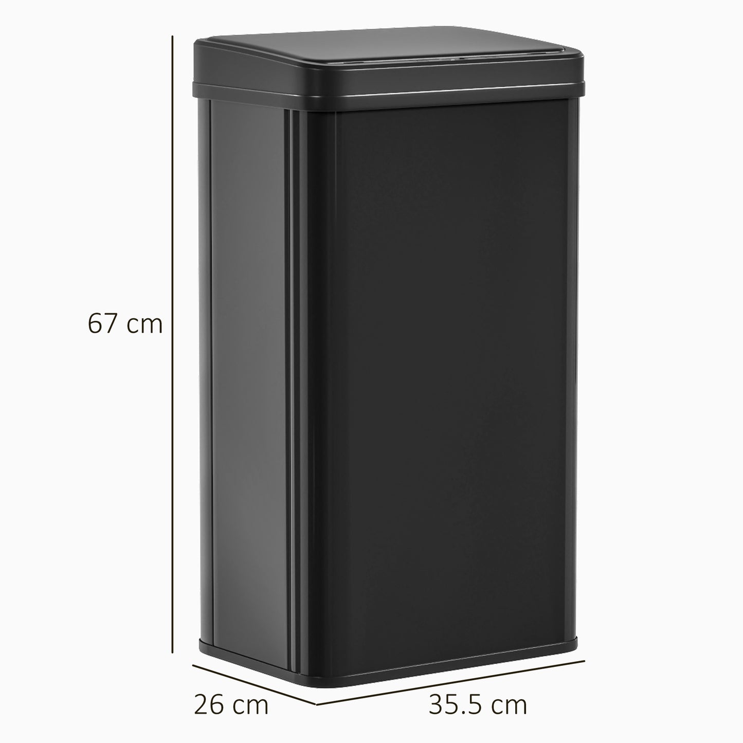 HOMCOM 50L Sensor Bin With Soft Close Lid Black Stainless Steel Touchless Motion Sensor Kitchen Bin