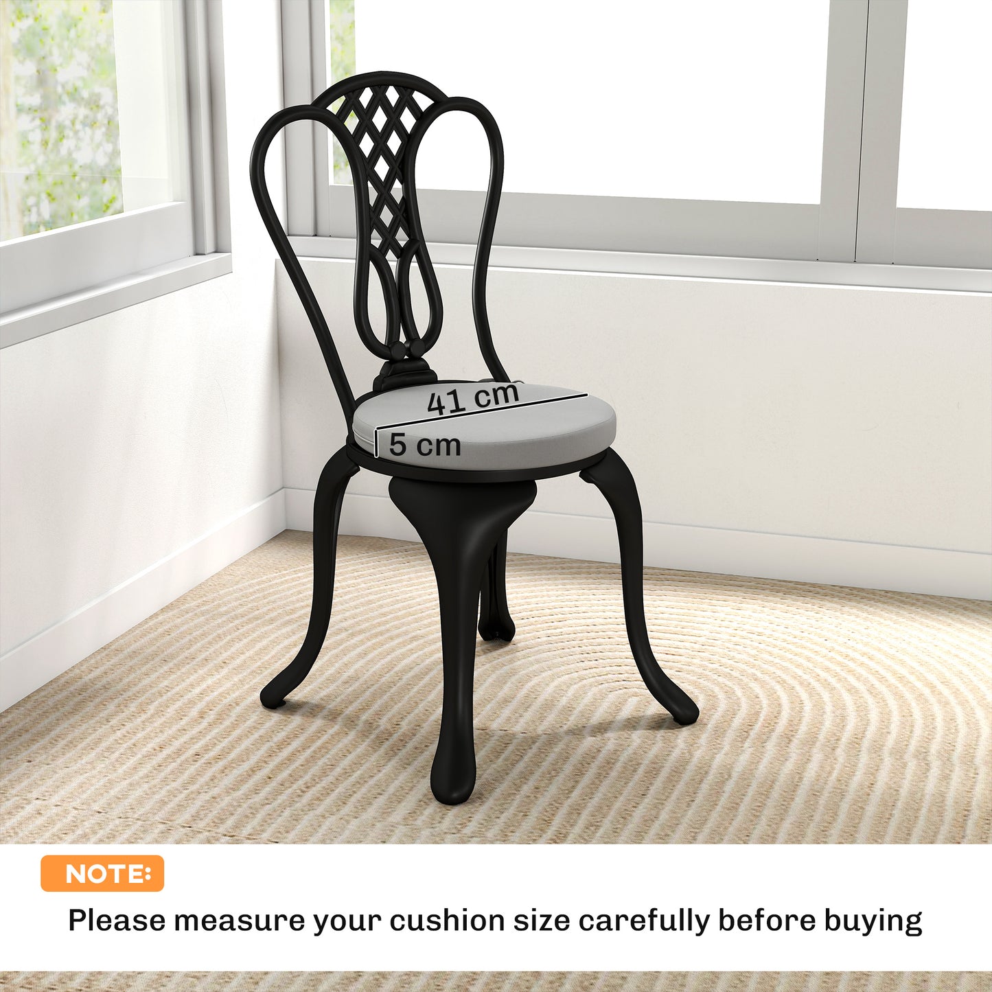Outsunny Outdoor Bistro Chair Cushions Set Of 4 With Removable Covers 41x41x5 Cm Round Cushions Ties Light Grey