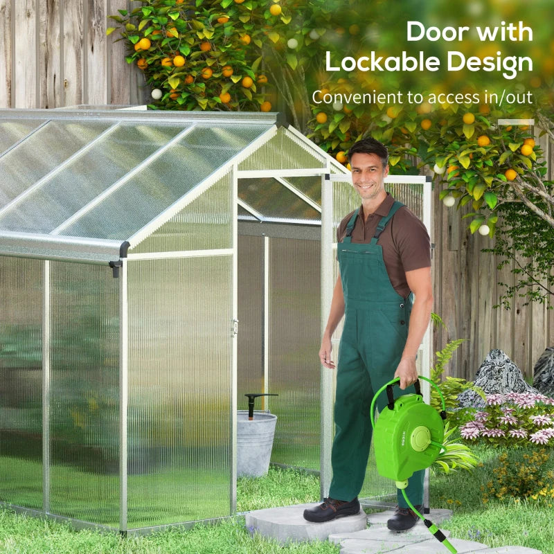 Outsunny 10x6ft Aluminium Frame Walk-In Greenhouse with Foundation Base - Gardening Plant House for Outdoor Growing - ALL4U RETAILER LTD