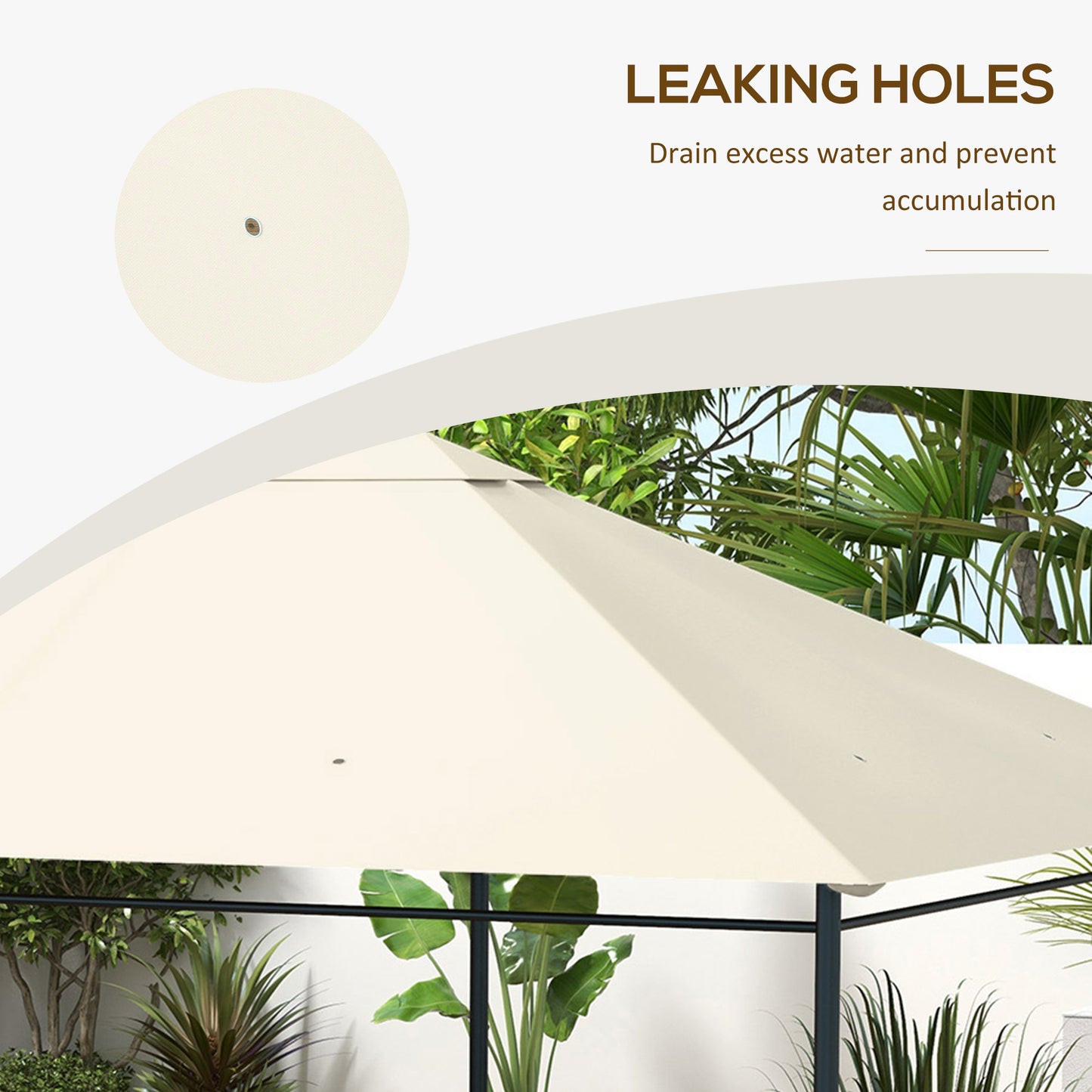 Outsunny 3 x 4m Gazebo Canopy Replacement Cover Top Cover Only Cream White Weather Resistant PA Coated Polyester