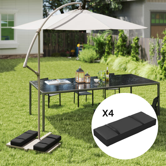 Outsunny Parasol Weights Set of 4 25kg Fillable Sandbag Weights with Handles Cantilever Umbrella Base Weights Black