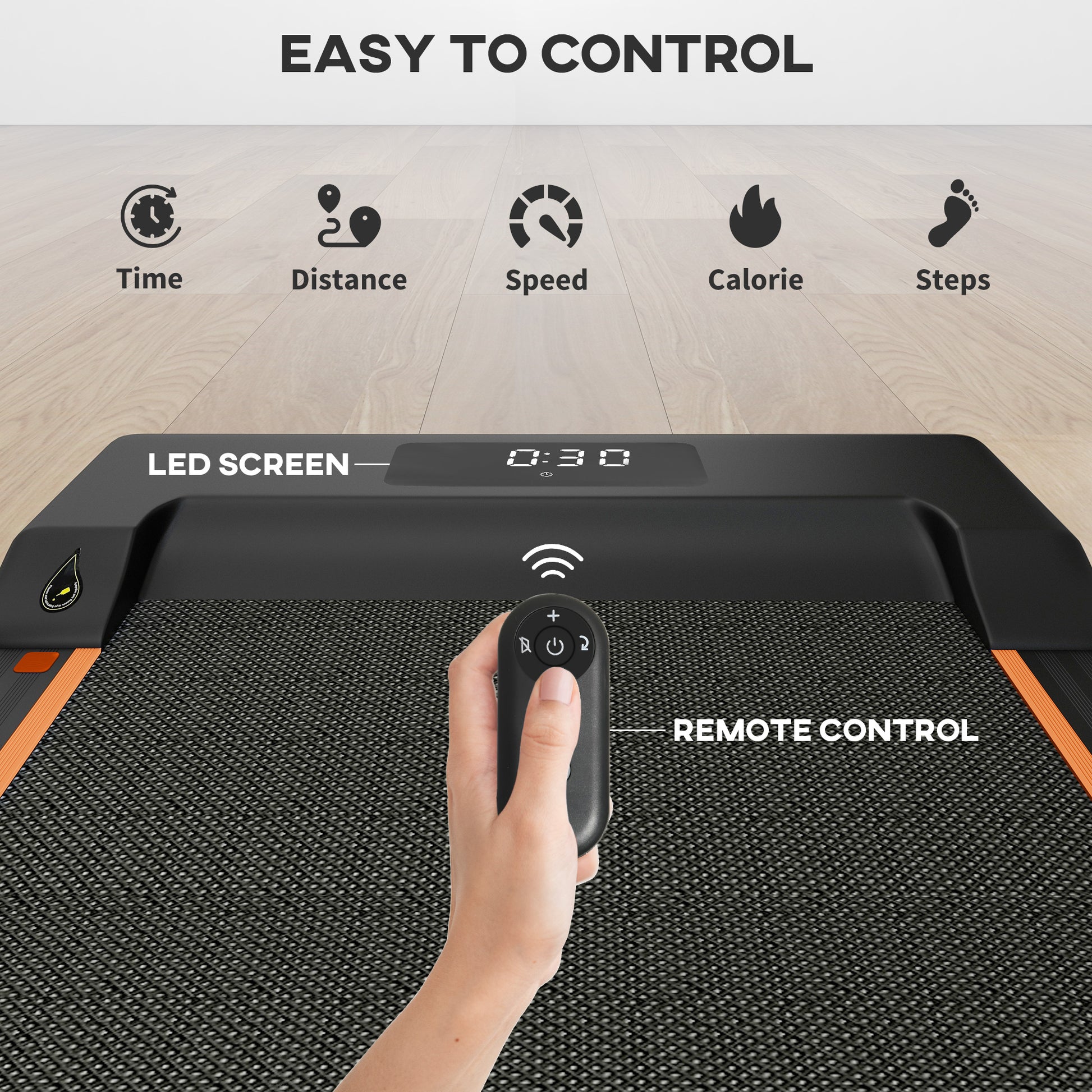 SPORTNOW 2.5HP Folding Treadmill with Remote Control and LED Display for Home Gym and Office, Orange - ALL4U RETAILER LTD