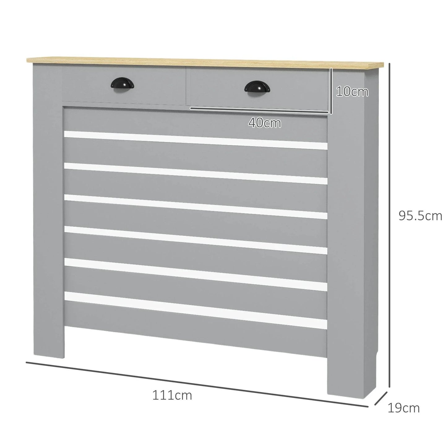 Stylish Grey Radiator Cover with Storage Drawer - HOMCOM 95.5H x 111Wcm - ALL4U RETAILER LTD