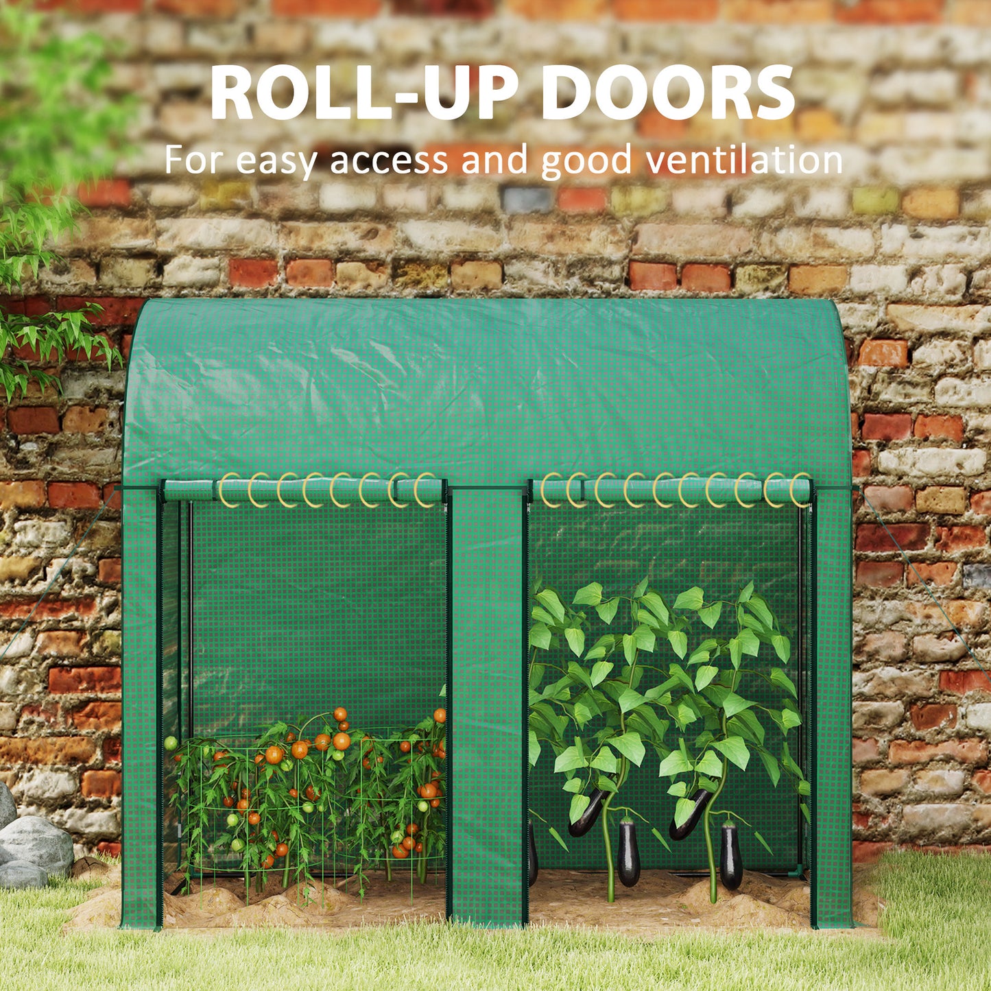 Outsunny 200 By 100 cm Walk In Greenhouse With Zipped Doors Green Ideal For Tomatoes Cucumbers Climbing Plants
