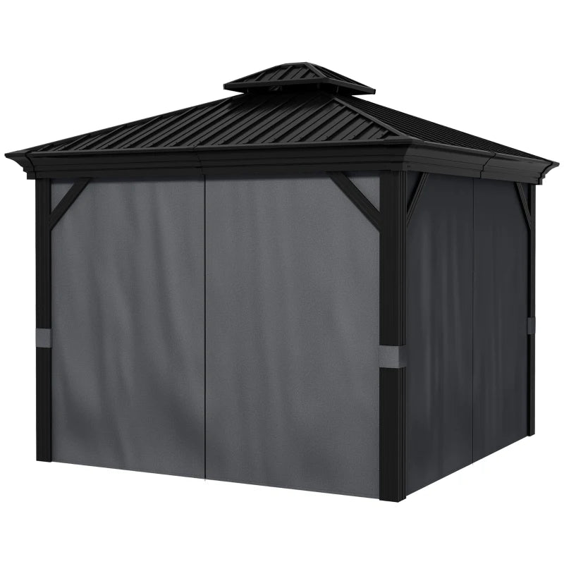 Outsunny 3.65 x 3m Aluminium Hardtop Gazebo with Accessories - Dark Grey | Sturdy Outdoor Canopy for All-Weather Enjoyment - ALL4U RETAILER LTD