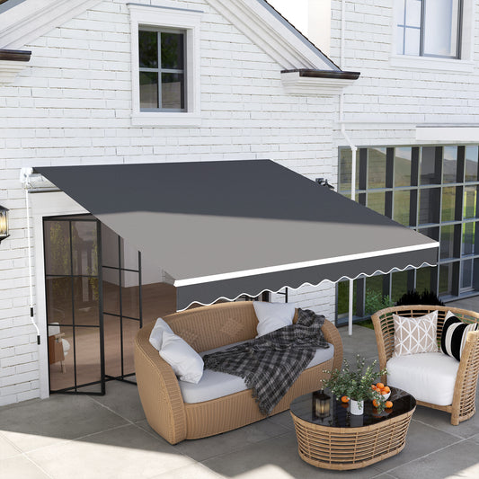 Outsunny 2.95x2.5m Manual Garden Patio Awning Retractable Canopy Sun Shade Shelter With Fittings And Crank Handle
