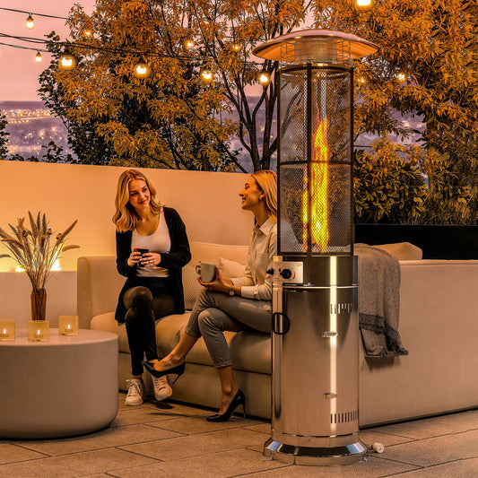 Outsunny 11Kw Adjustable Gas Patio Heater With Pulse Ignition Outdoor Propane Heater For Patio And Garden