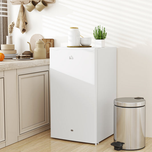 HOMCOM 91L Freestanding Under Counter Fridge With Lock White Compact Small Kitchen Home Office