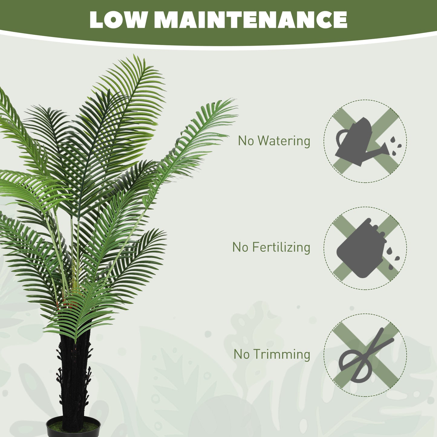 Artificial Areca Palm Tree 175cm with 16 PE Leaves Plastic Pot Flocked Soil Indoor Plant for Home Office Decor