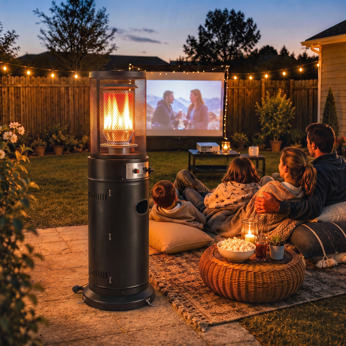 Outsunny 11 kW Portable Propane Patio Heater with Tip Over Safety Protection