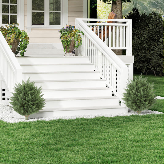 HOMCOM 60 cm Artificial Cypress Tree Set of 2 with Ground Stake for Indoor and Outdoor Use UV Resistant Green