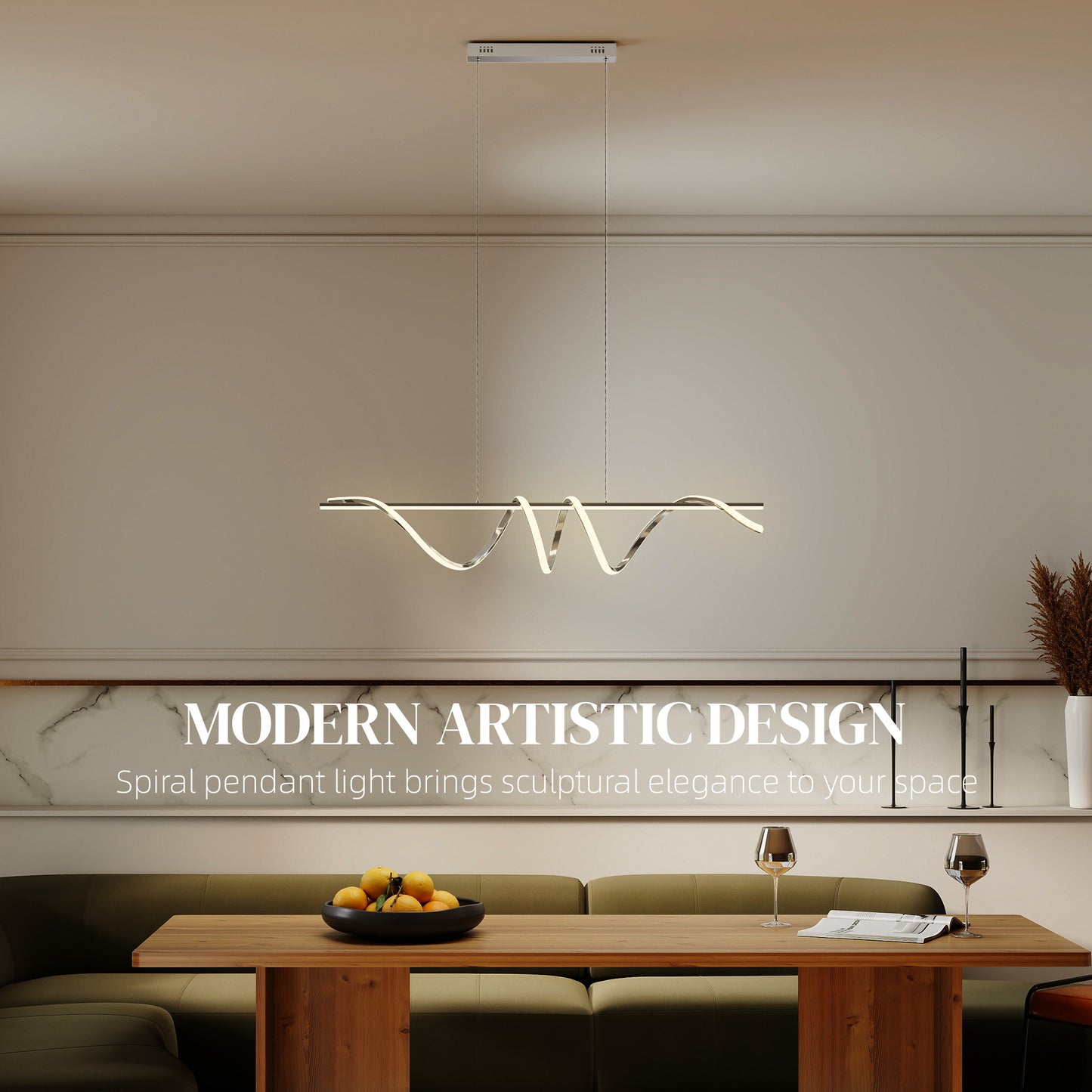 HOMCOM Pendant Light With 3 Color Temperatures In Silver Tone For Adjustable Ambience