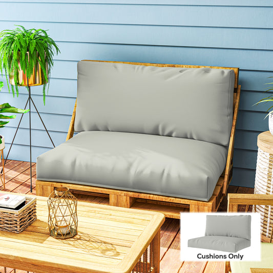 Outsunny Two Piece Seat Pallet And Back Cushions Light Grey 120 x 80 cm Seat Cushion And 120 x 45 cm Back Cushion