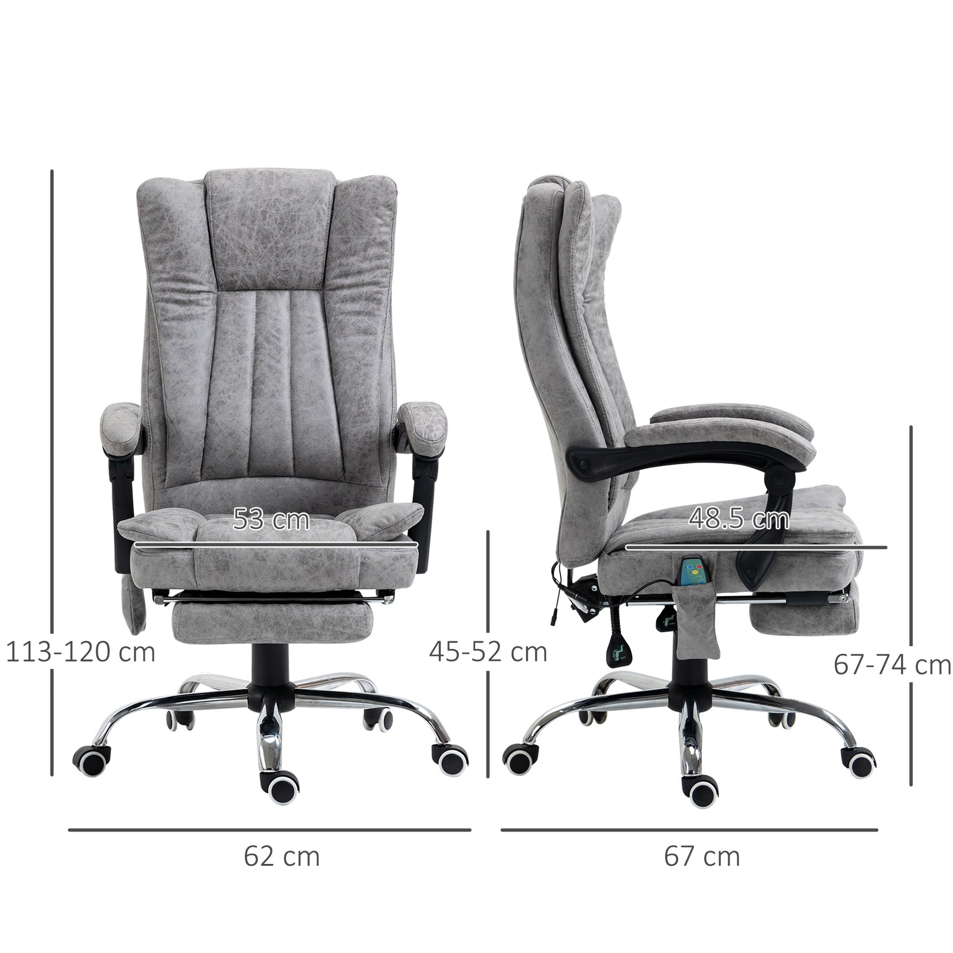 Vinsetto Grey High Back Office Chair with 6-Point Vibrating Massage and Heat Function, Adjustable Height, and Faux Leather Upholstery - ALL4U RETAILER LTD