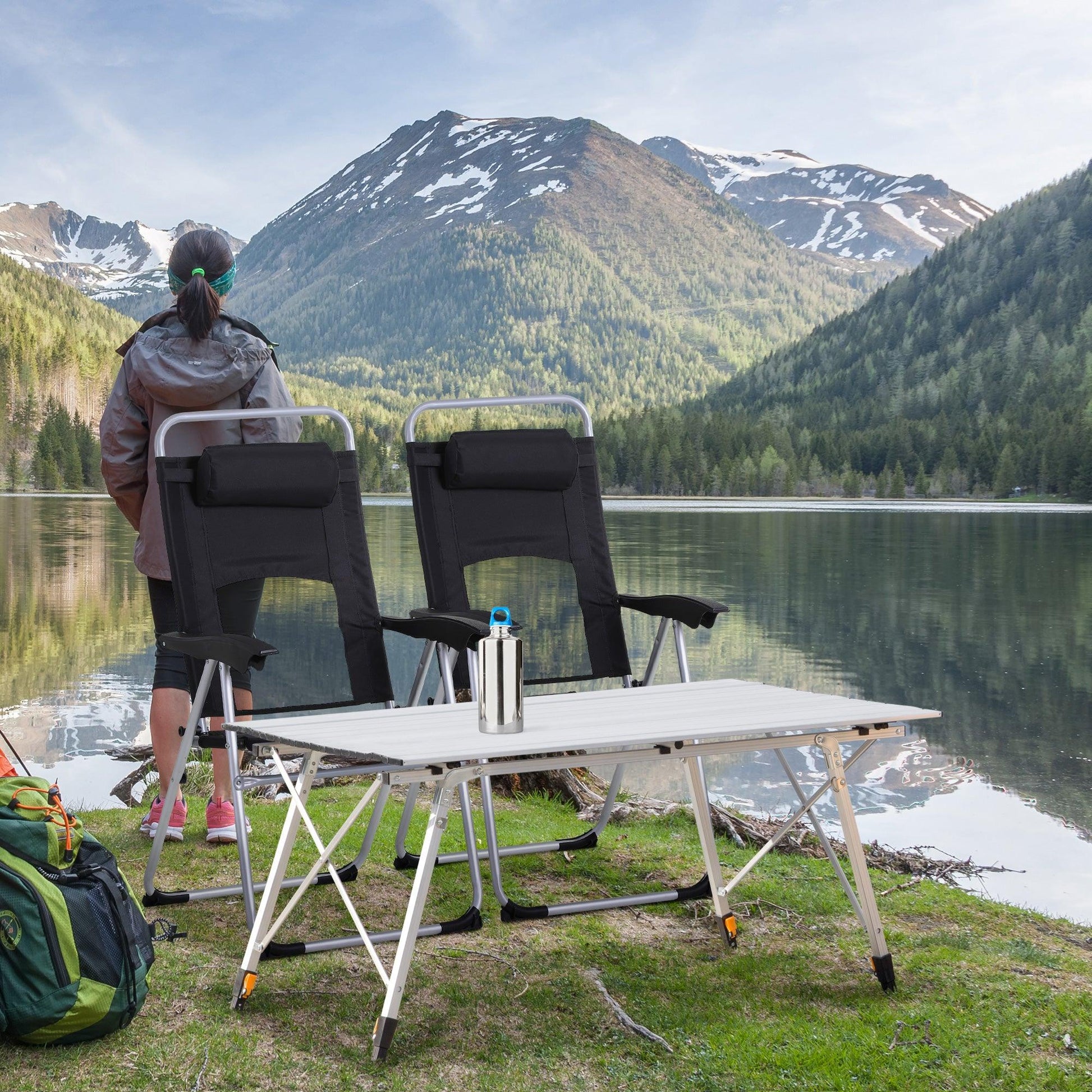 Outsunny 3-Piece Camping Table & Chairs Set - ALL4U RETAILER LTD