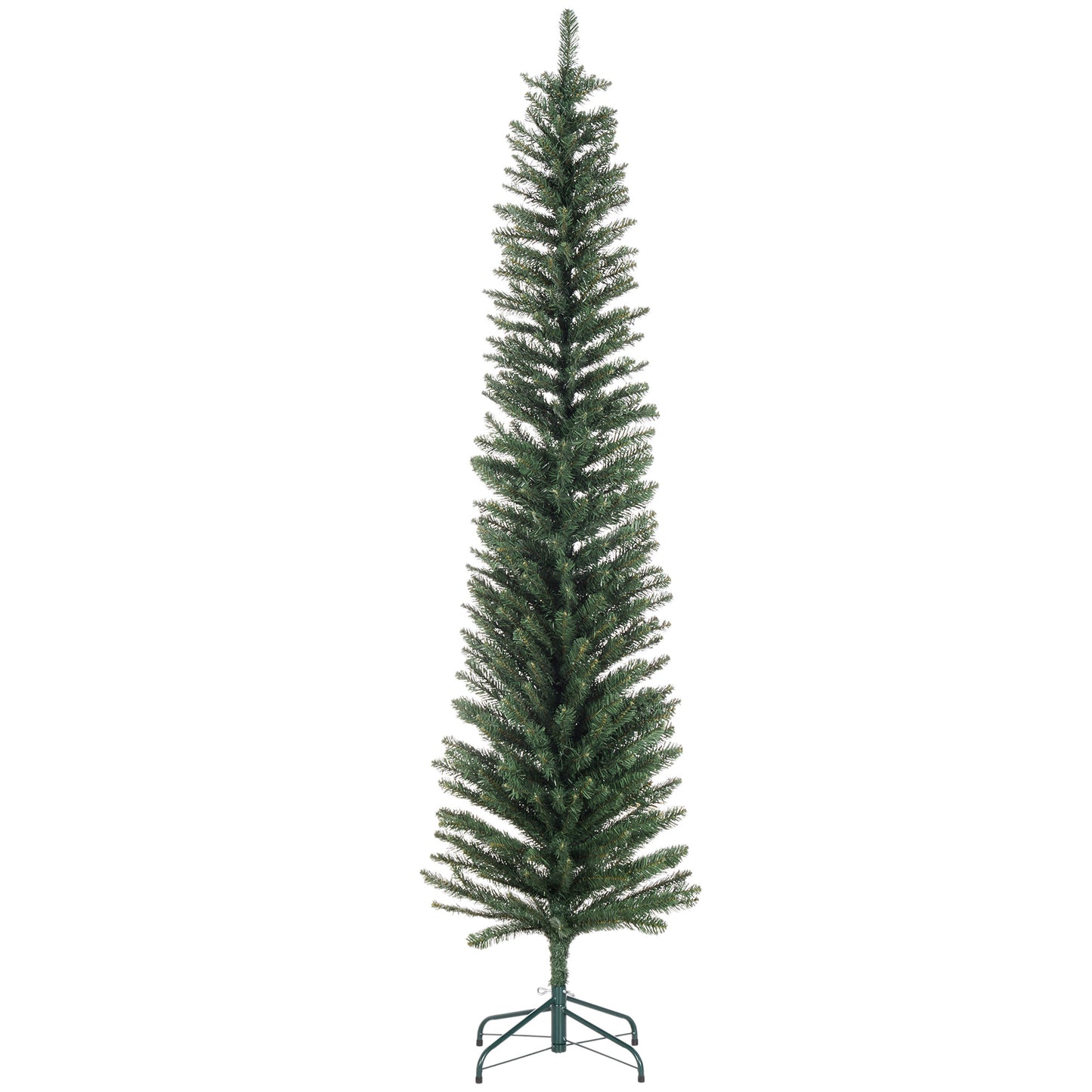 HOMCOM 7ft Slim Pencil Design Artificial Christmas Tree - Green - ALL4U RETAILER LTD