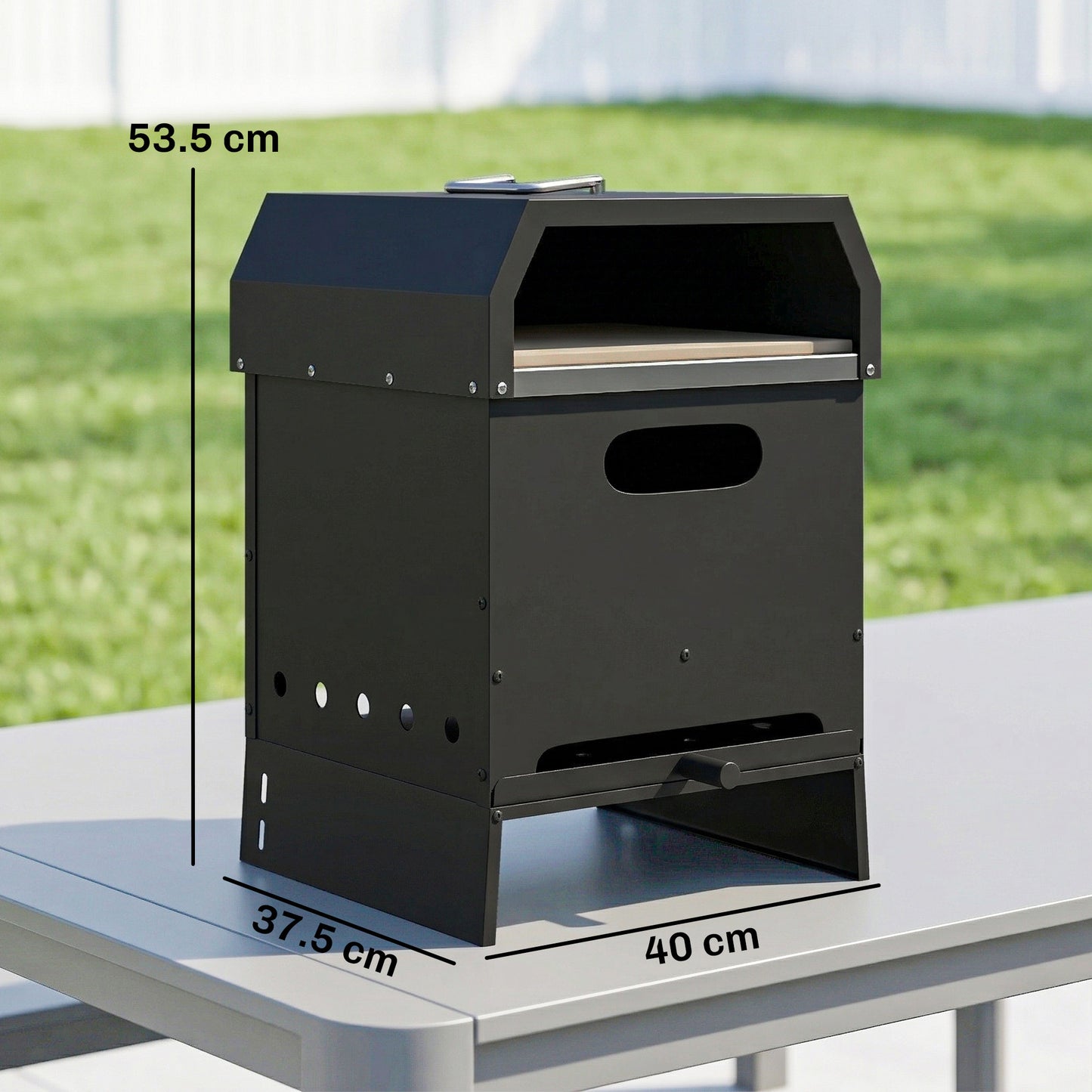 Outsunny 3 In 1 Outdoor Pizza Oven Portable Wood Fired Pizza Maker With Handles Stone And Peel Charcoal Grill