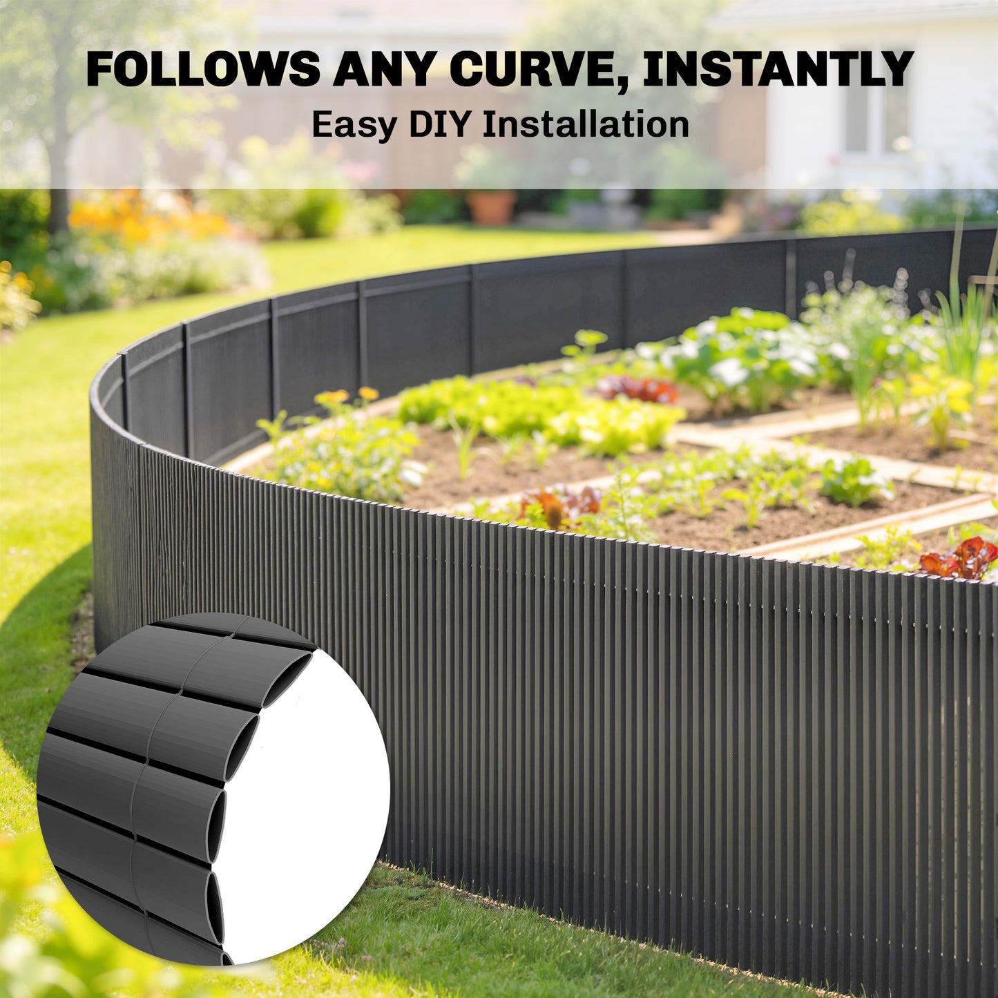 Outsunny Two Piece Plastic Privacy Screening Fence 1 Meter By 5 Meter Waterproof Windbreak Dark Grey Fence