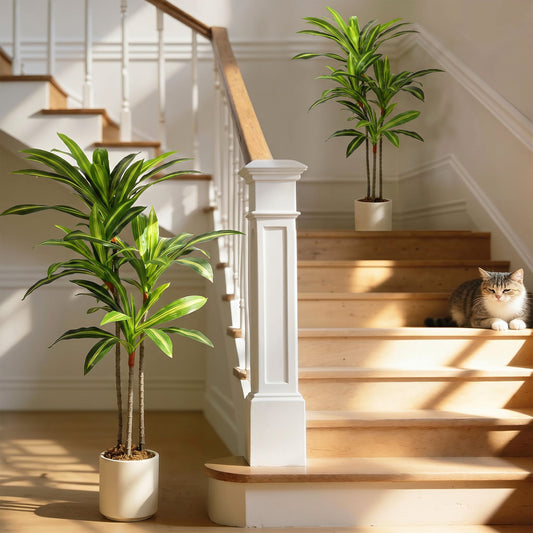 HOMCOM 120cm Lifelike Dracaena Fake Tree With Bendable Trunks And Green Leaves For Indoor Decor