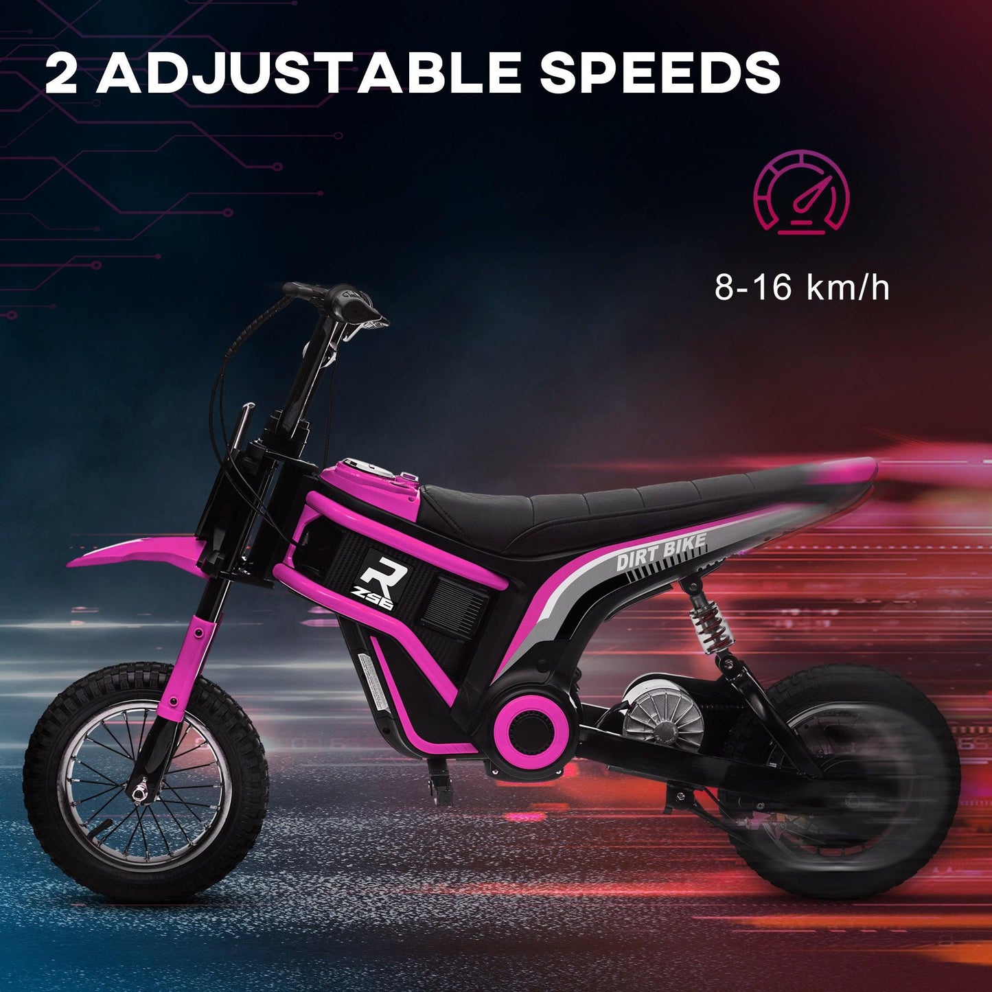 HOMCOM 24V Kids Electric Motorbike with Twist Grip Throttle, Music, Horn - Pink - ALL4U RETAILER LTD