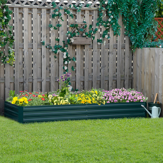 Outsunny Galvanized Steel Raised Garden Bed Planter Box for Outdoor Planting - 241x90.5x30cm - ALL4U RETAILER LTD