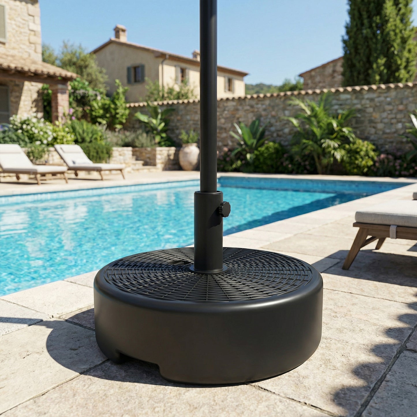 Outsunny Patio Umbrella Base 22kg Sand Filled Garden Parasol Stand for 38mm or 48mm Poles Black
