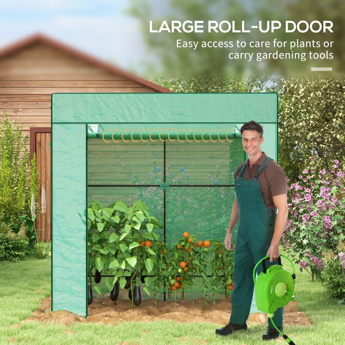 Outsunny Outdoor Greenhouse: Sturdy PE Cover, Plant Shelter with Zipped Access, Lush Green Design - ALL4U RETAILER LTD