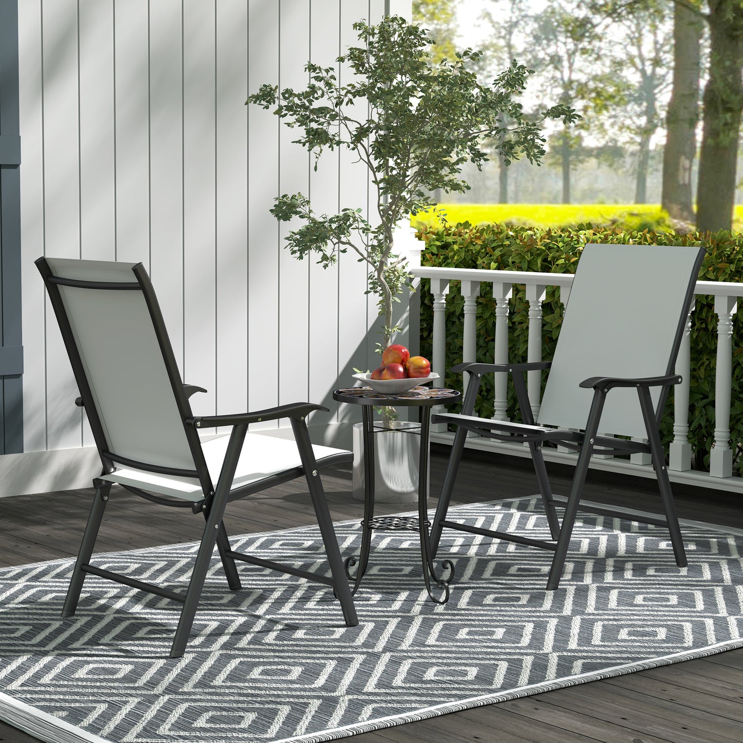 Outsunny Mosaic Round Garden Table With Shelf 35.5 cm Ceramic Tile Top Outdoor Patio Side Table Orange