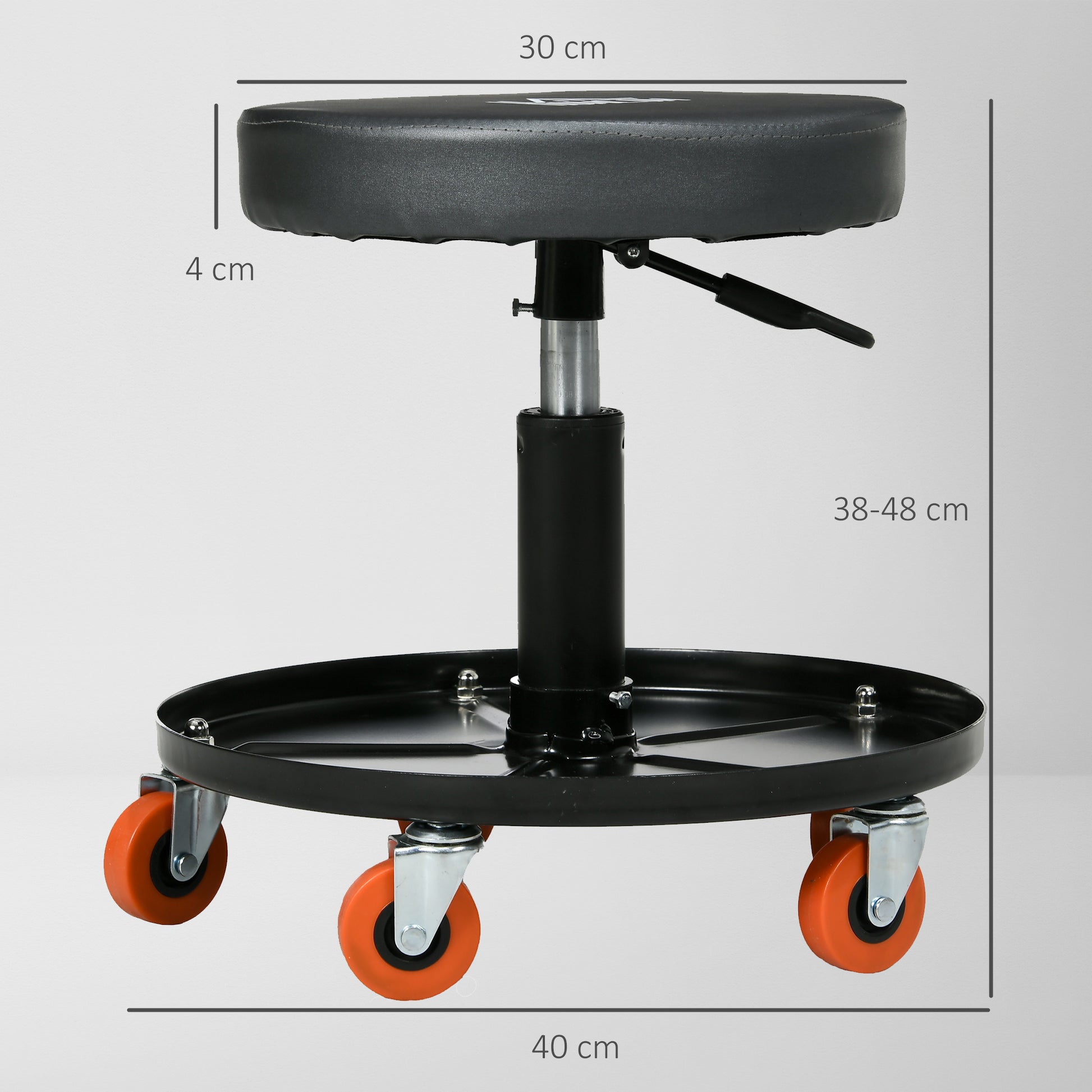 DURHAND Adjustable Pneumatic Rolling Workshop Stool with Tool Tray and Swivel Seat for Garage and Workshop Use - ALL4U RETAILER LTD