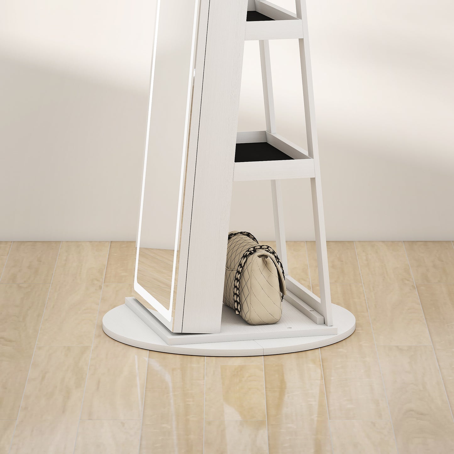 HOMCOM Jewellery Cabinet With Mirror And Lights White Finish 78 Ring Slots 108 Earring Slots 36 Necklace Hooks