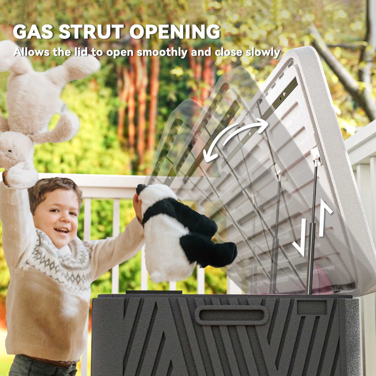 Outsunny 380L Waterproof Outdoor Storage Box With Lockable Lid Black For Garden Tools And Patio Supplies
