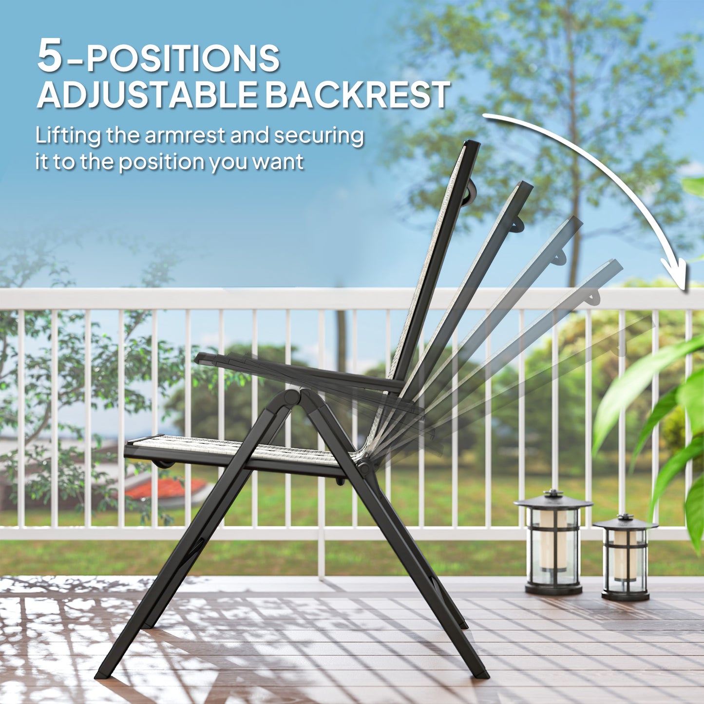 Outsunny Set Of Two Grey Rattan Reclining Garden Chairs With Adjustable Backrests