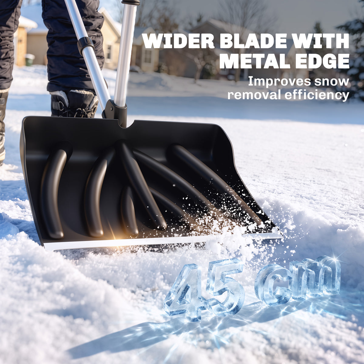 Outsunny Heavy Duty Snow Shovel With Assist Handle And 45Cm Wide Blade