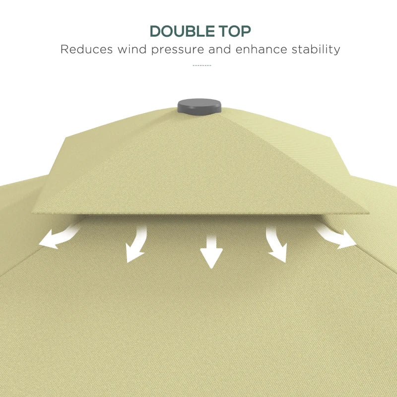 Outsunny 2.5m Square Double Top Cantilever Garden Parasol Umbrella with Ruffles - Beige Patio Shade - ALL4U RETAILER LTD