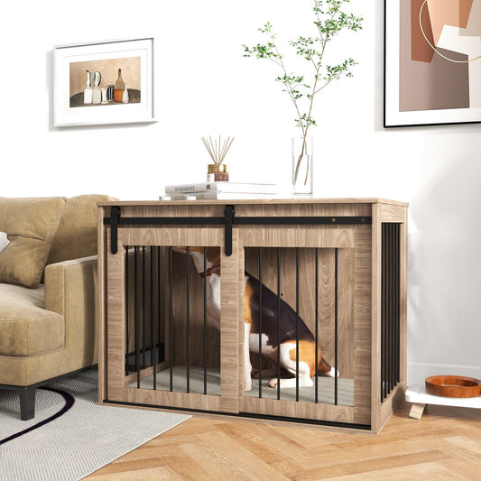 PawHut Dog Crate Furniture for Large Dogs, 100 x 60 x 63 cm, Brown - ALL4U RETAILER LTD