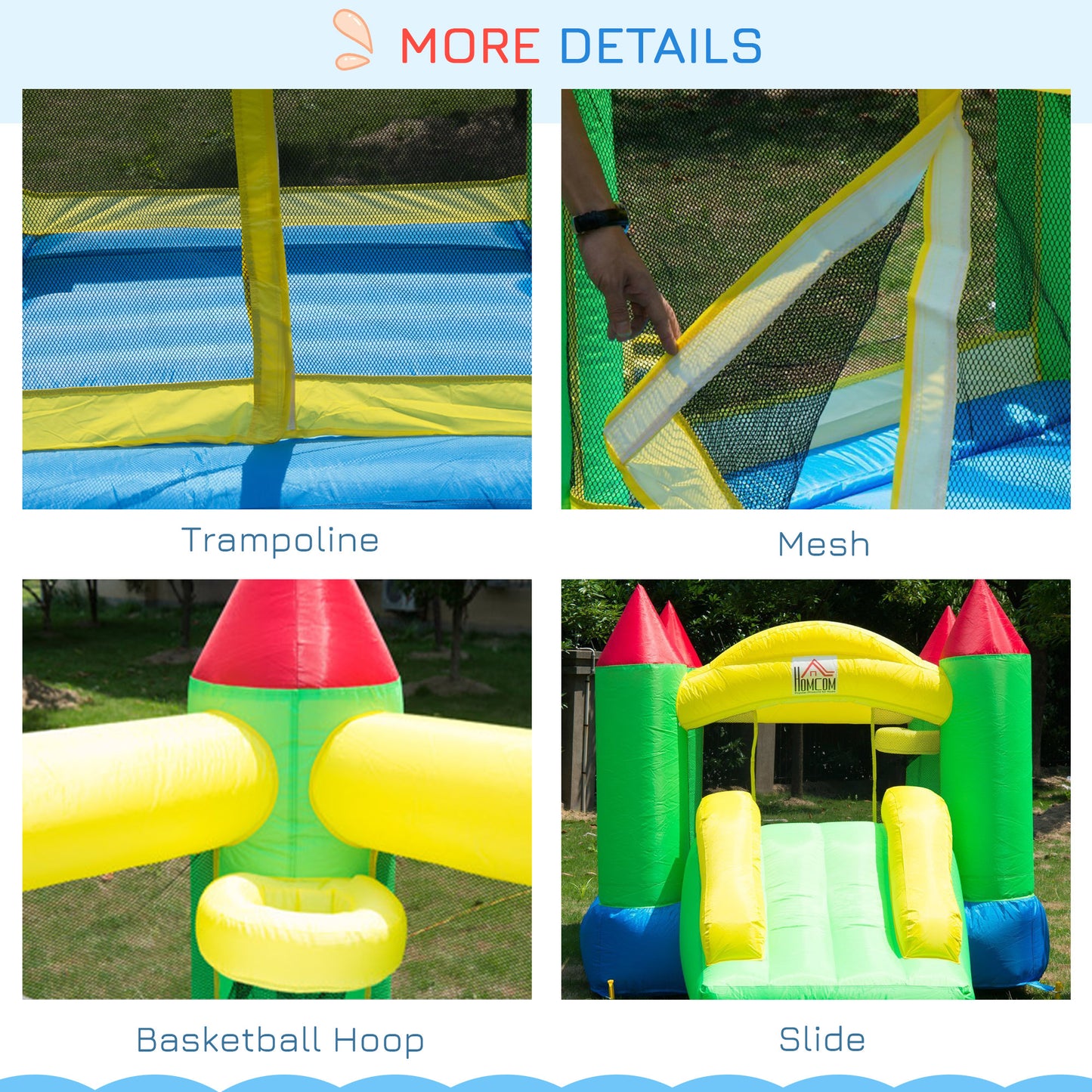 Outsunny Kids Inflatable Bouncing Castle with Blower for Indoor and Outdoor Fun - ALL4U RETAILER LTD