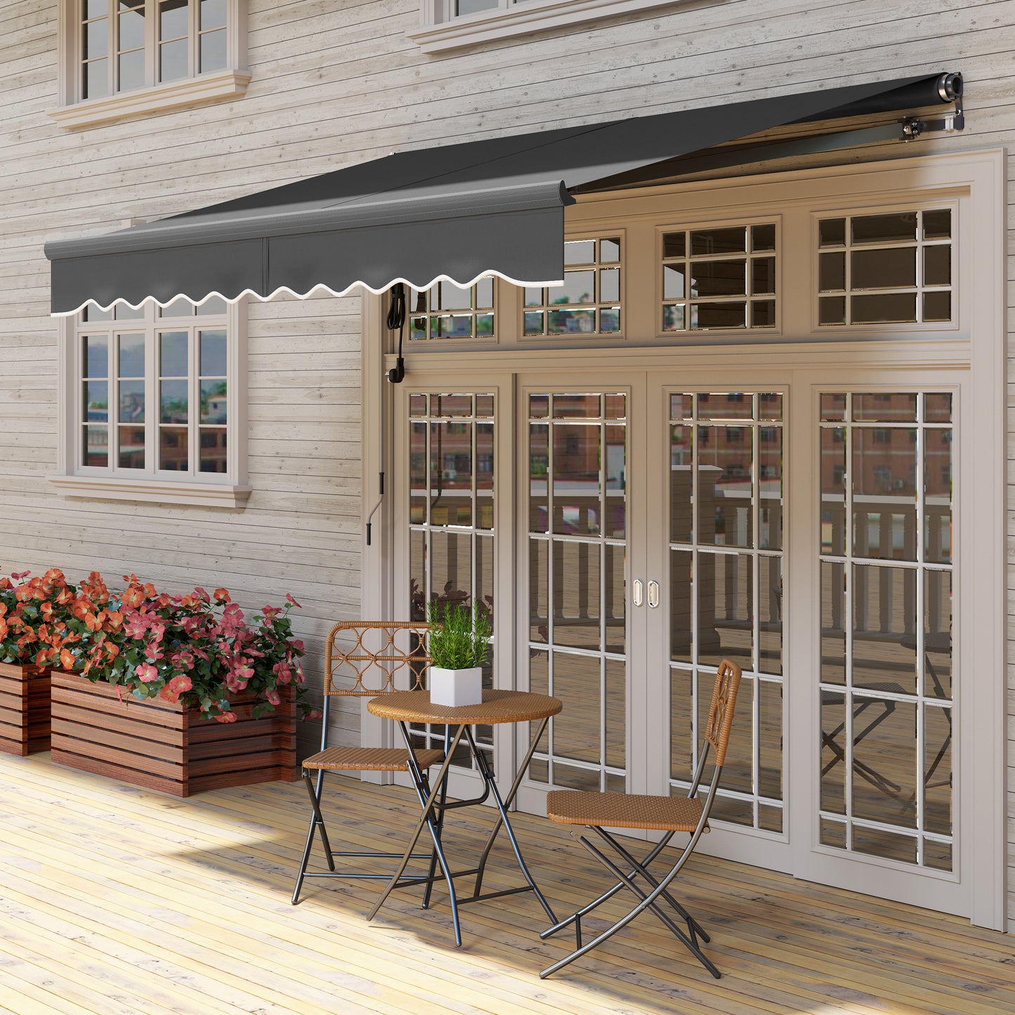 Outsunny 3 X 2.5m Electric Retractable Awning With Remote Control Aluminium Frame UV30 Sun Shade Canopy For Patio