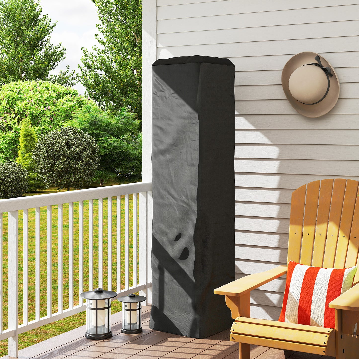 Outsunny Gas Pyramid Patio Heater Cover Full Length Outdoor Protector UPF 30 Plus Oxford Fabric With Zipper Black