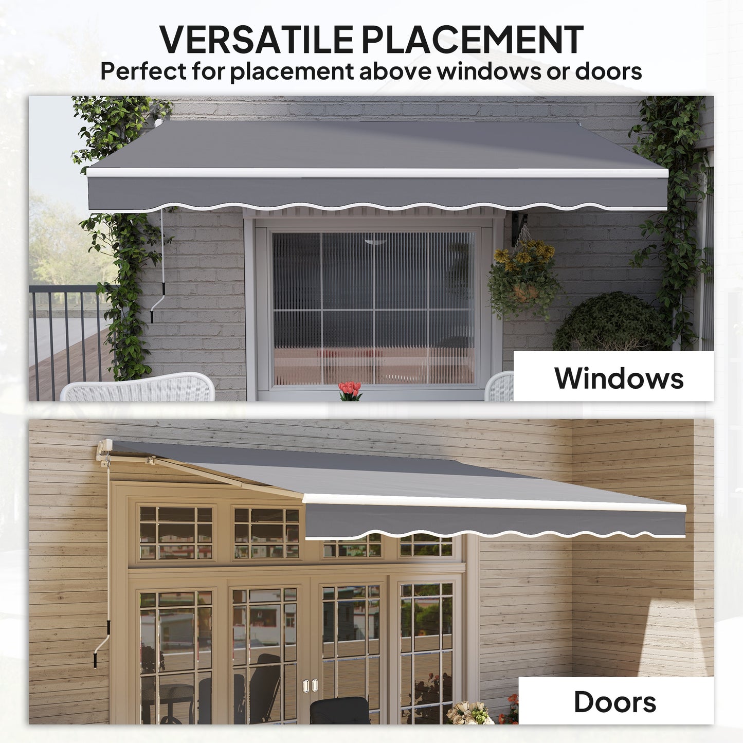 Outsunny 2 x 2.5m Manual Retractable Awning Dark Grey With 280gsm Polyester Canopy