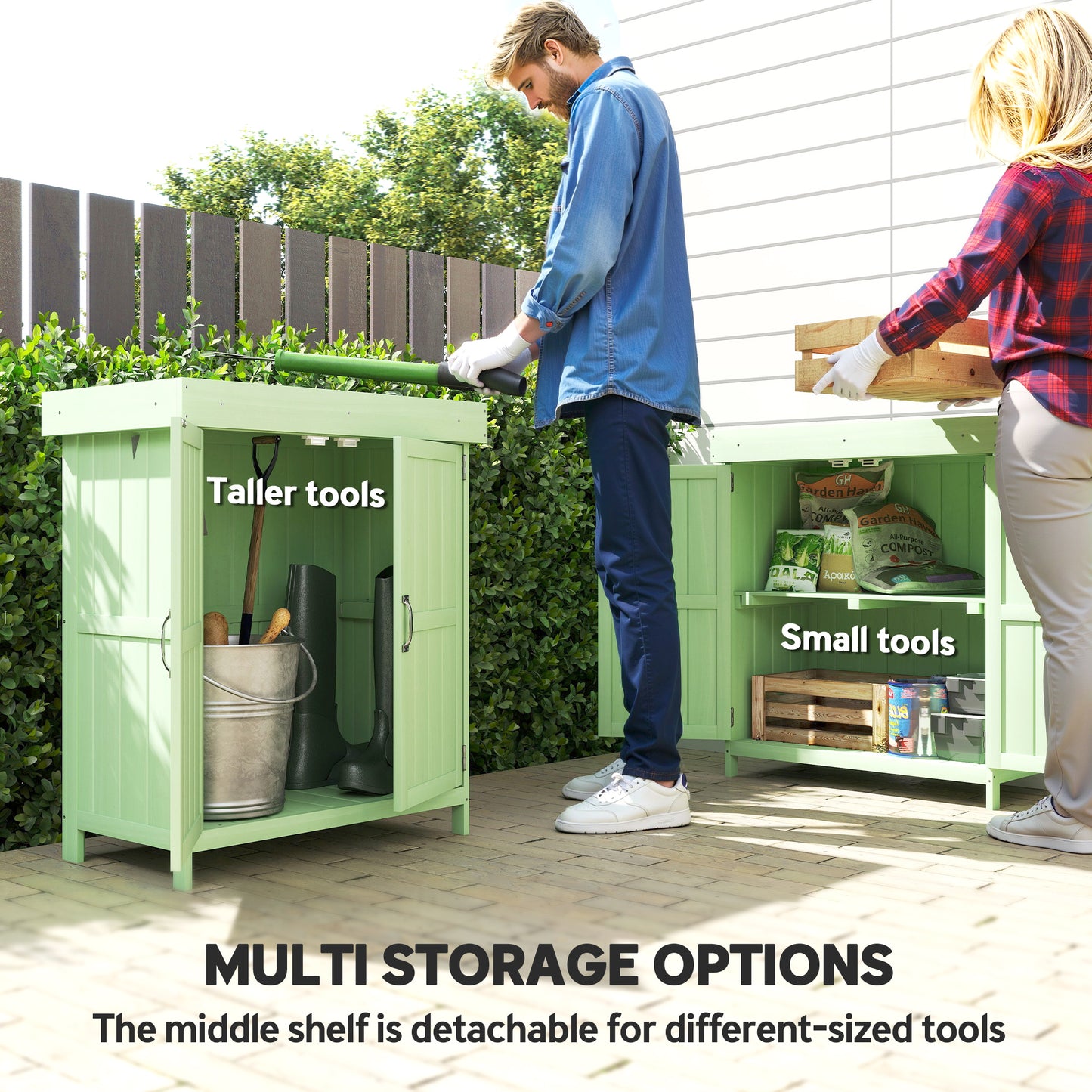 Outsunny Small Wooden Garden Shed With Openable Lift Up Roof And Removable Shelf 74x43x88 Cm Light Green