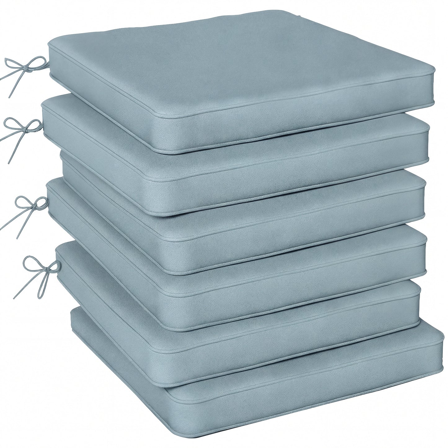 Outsunny Set of 6 Chair Cushions for Dining Chairs With Straps Indoor Outdoor Removable Tie On Garden Patio Light Grey