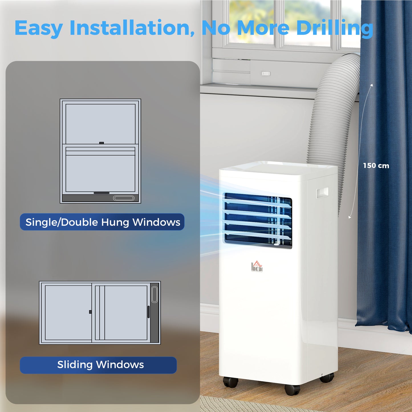 HOMCOM Portable Air Conditioner 9000 BTU With Display 4 In 1 Cooling Dehumidifying Sleep Mode Up To 28 Square Meters