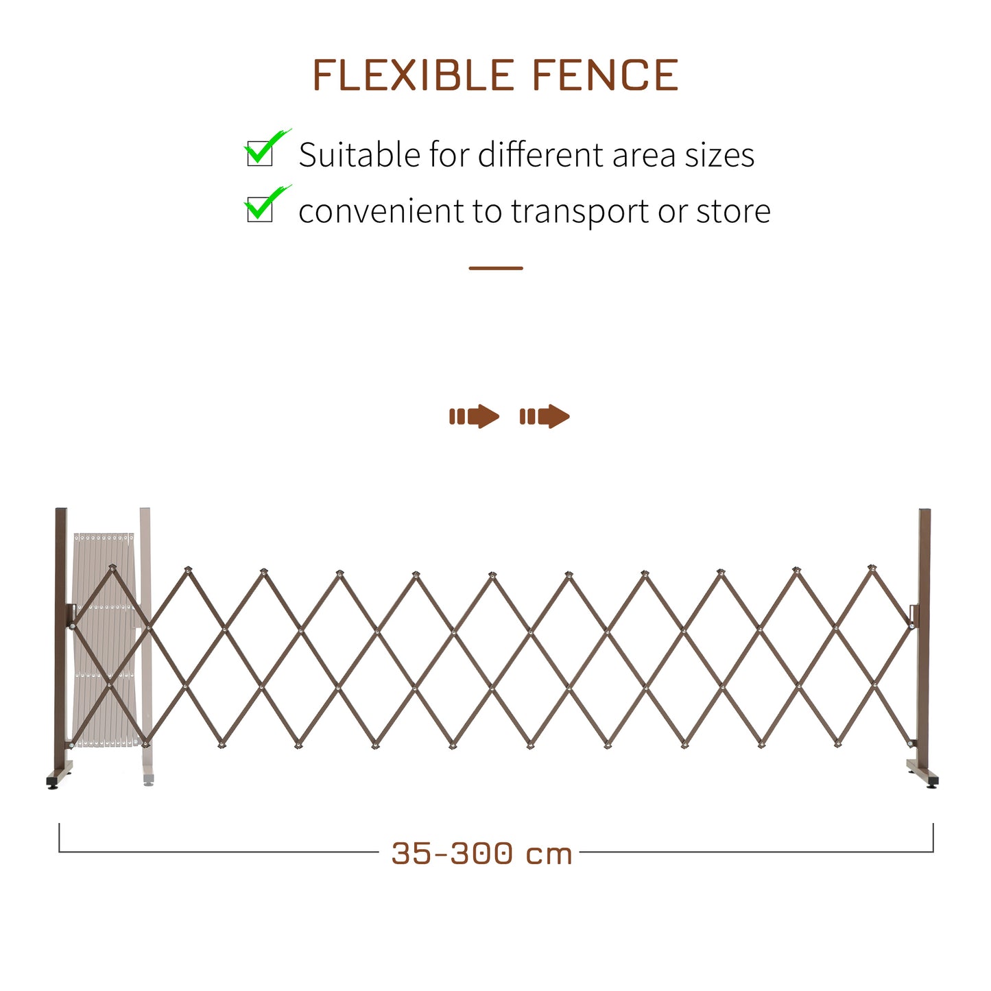 Outsunny Set Of 2 Expanding Garden Fence Aluminium Freestanding Foldable Picket Fence 300 Cm By 103.5 Cm Dark Brown