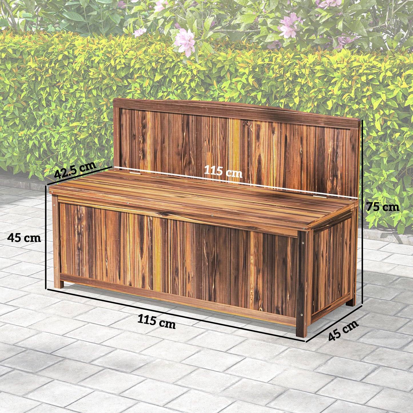 Outsunny Wood Storage Bench For Patio Furniture Outdoor Garden Storage Brown With Varnished Fir Wood