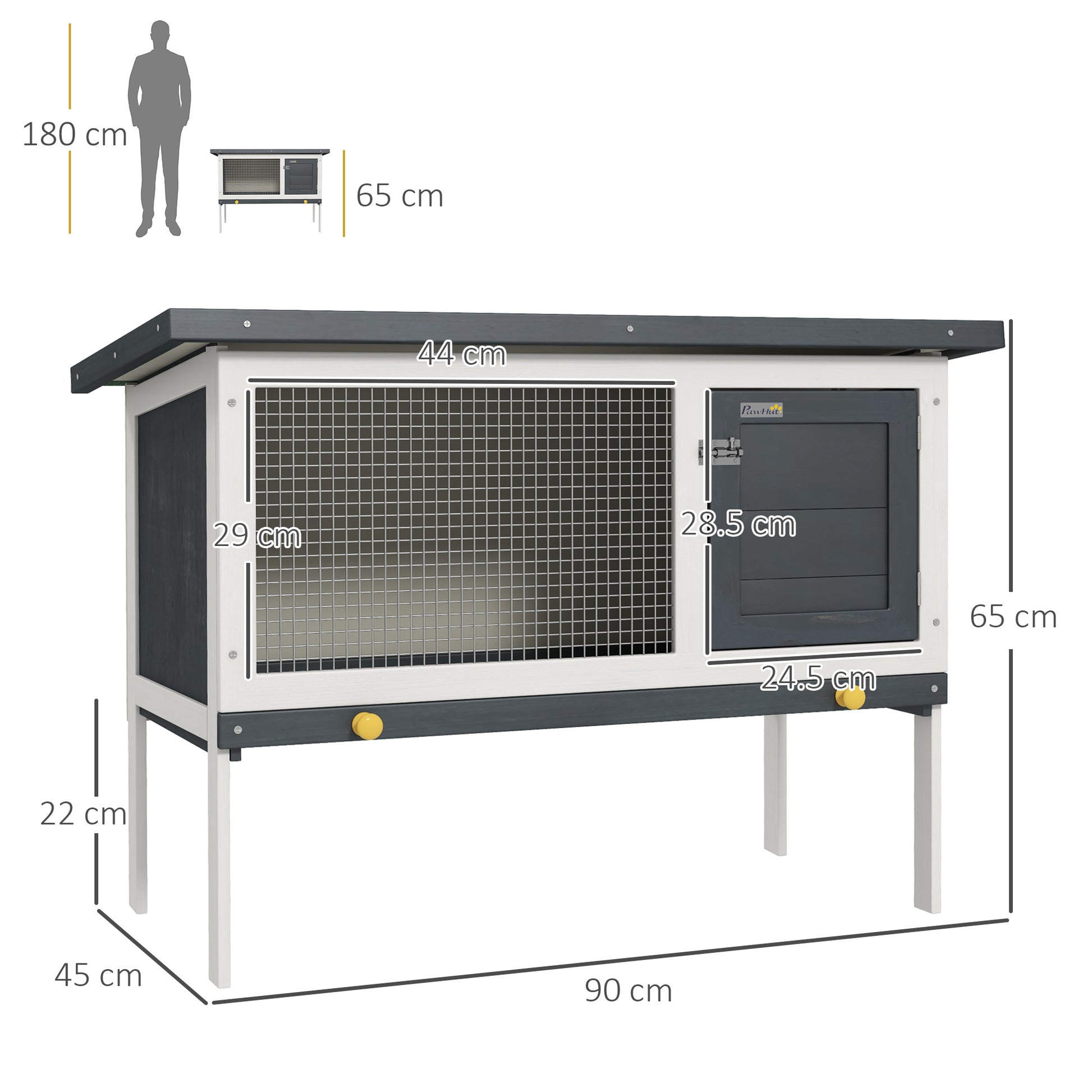 PawHut Deluxe Outdoor Rabbit Hutch with Water-Resistant Roof and Secure Lockable Door - Spacious Small Animal Habitat in Black - ALL4U RETAILER LTD